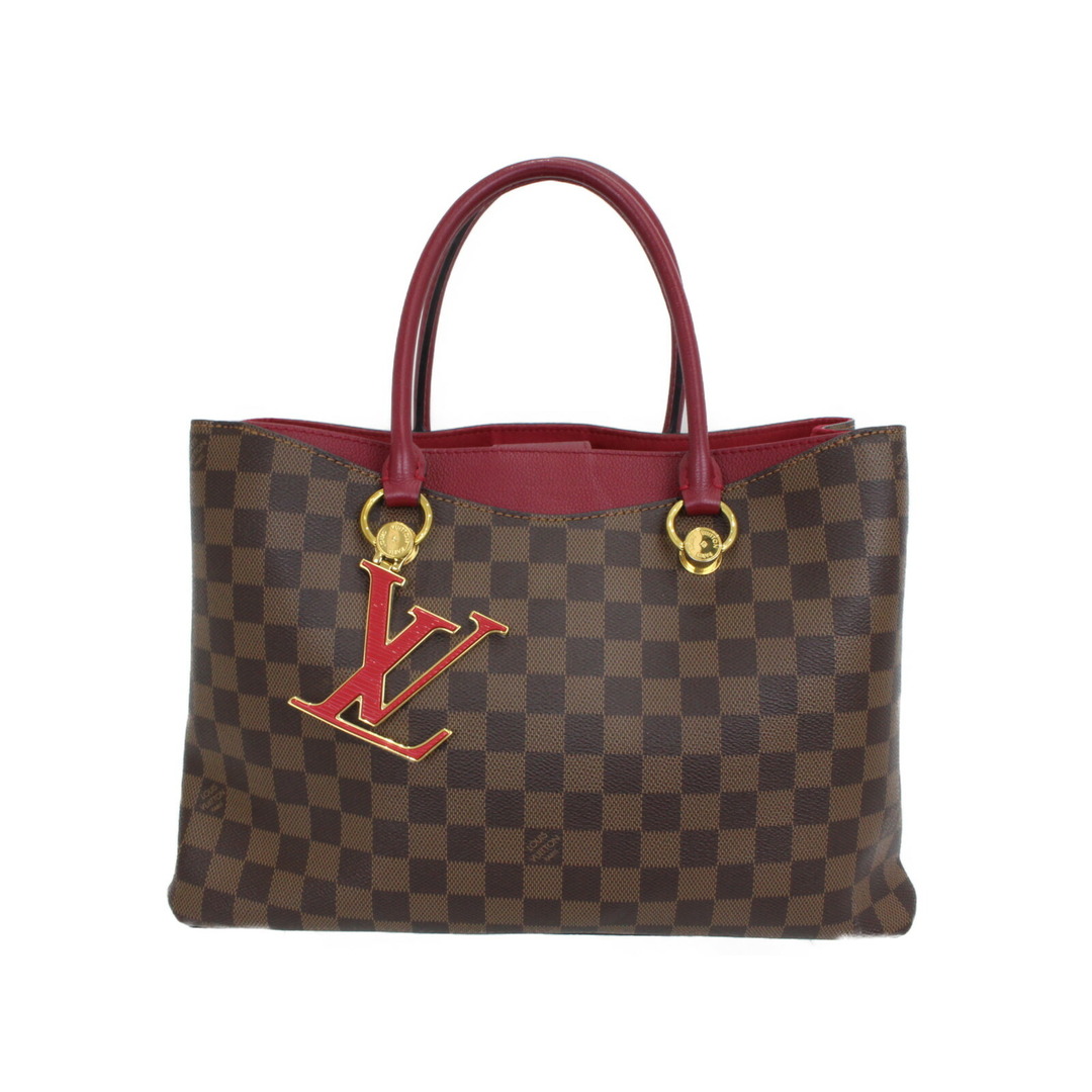 【箱・布袋あり】LOUIS VUITTON　ルイヴィトン　LVリバーサイド　N40052　ハンドバッグ　ダミエ×トリヨンレザー　ブラウン×レッド　レディース　ギフト　プレゼント包装可松前R56号店