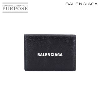 バレンシアガ(Balenciaga)の未使用 展示品 バレンシアガ BALENCIAGA キャッシュ ミニ ウォレット 三つ折り 財布 レザー ブラック ホワイト 594312 VLP 90180931(折り財布)