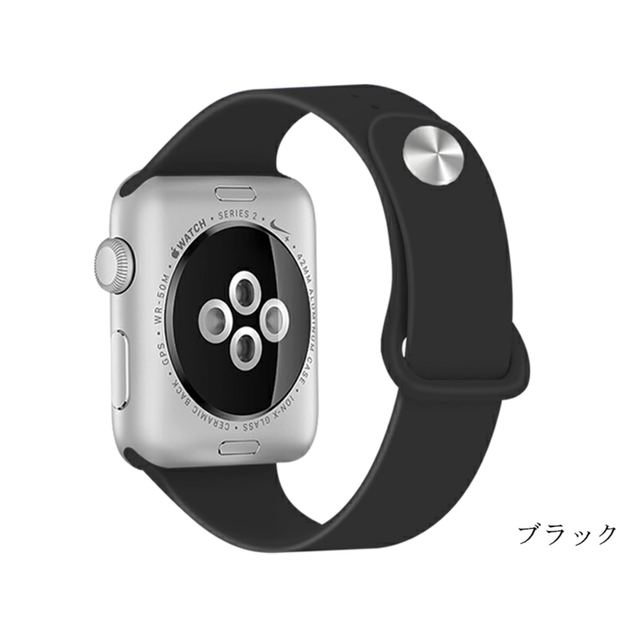 Apple Watch(アップルウォッチ)のブラック アップルウォッチ ラバーベルト シリコン バンドのみ 全シリーズ対応 メンズの時計(ラバーベルト)の商品写真