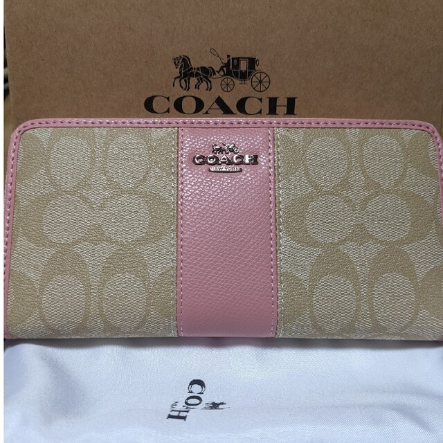 COACH(コーチ)のCOACH  長財布　シグネチャー　ピンクのワンポイント レディースのファッション小物(財布)の商品写真