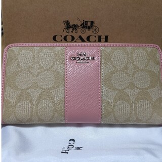コーチ(COACH)のCOACH  長財布　シグネチャー　ピンクのワンポイント(財布)