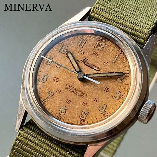 【動作良好】ミネルバ  ミリタリー 腕時計 1940年代 手巻き メンズ
