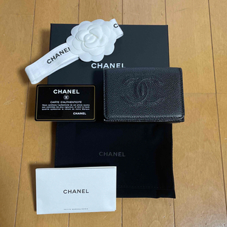 シャネル(CHANEL)の新品・CHANELコンパクトウォレット・人気のキャビアスキン・ブラック(財布)