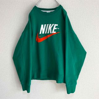 NIKE - NIKE スウェット トレーナー グリーン でかロゴ刺繍 ゆるだぼ