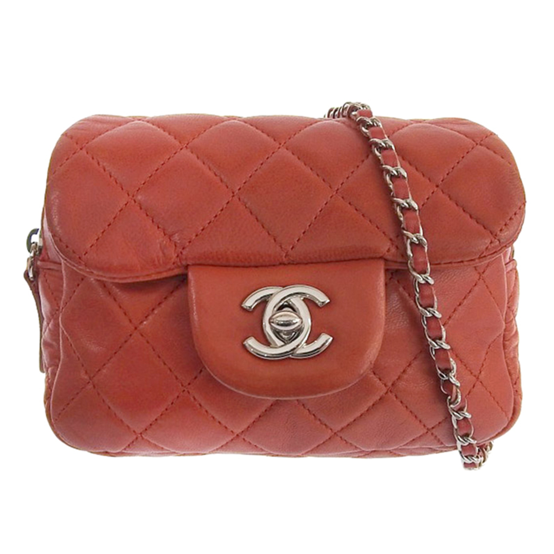 画像についてシャネル CHANEL マトラッセ ショルダーバッグ チェーンウォレット ラムスキン レッド 15番台  新入荷 CH0840