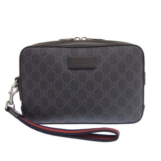 グッチ(Gucci)のグッチ GUCCI クラッチバッグ セカンドバッグ ポーチ GGスプリーム ブラック×グレー 495562 中古 新入荷 GU0471(セカンドバッグ/クラッチバッグ)