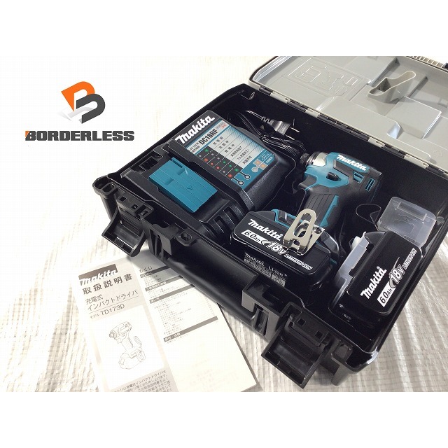 ☆未使用品 最新型☆makita マキタ 18V 充電式インパクトドライバ TD173DRGX 青/ブルー バッテリー2個 充電器 ケース付き 電動工具 66804