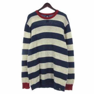 Stussy グランジ マルチボーダー ニット セーター ウール M 古着 Stussy グランジ マルチボーダー ニット セーター ウール M 古着