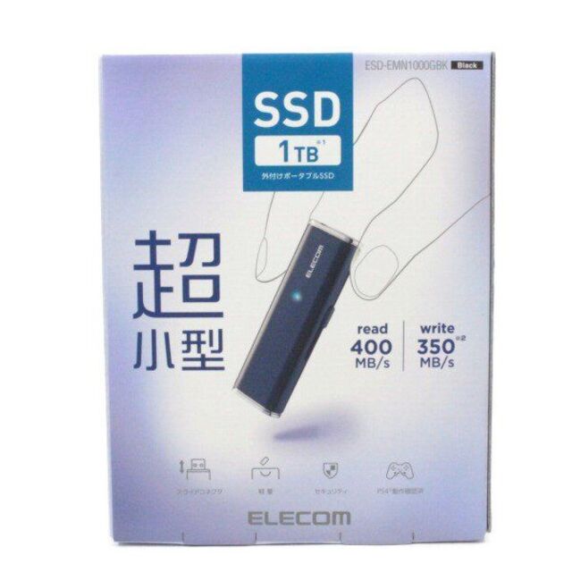 【未使用品】ELECOM エレコム USB 外付けポータブルSSD 1TB ESD-EMN1000GBK