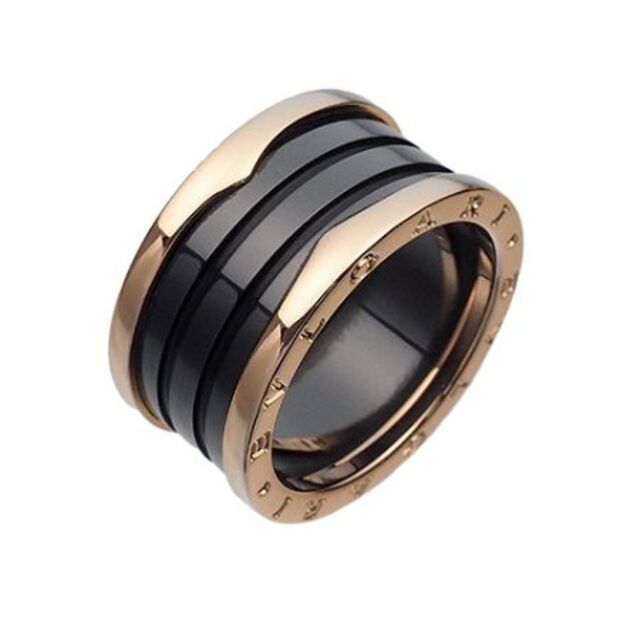 本物 BVLGARI ブラックセラミック K18PG #60 M リング ビーゼロワン