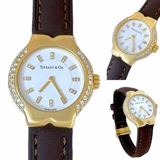ティファニー(Tiffany & Co.)のティファニー　時計　ティソロ　K18　YG　金無垢　ダイヤベゼル　レディース(腕時計)
