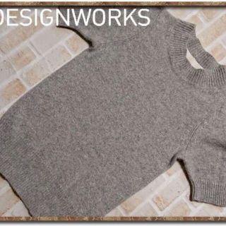 デザインワークス(DESIGNWORKS)のデザインワークス　カシミヤ100%半袖ニット　グレー(ニット/セーター)