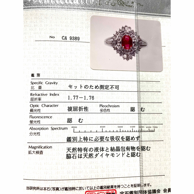 ルビーダイヤモンド　リング　プラチナ900 指輪　鑑別書付き　美品 レディースのアクセサリー(リング(指輪))の商品写真