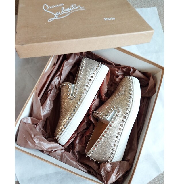 Christian Louboutin❤️ローラーボート スパイク ラメ - スリッポン ... Christian Louboutin❤️ローラーボート スパイク ラメ