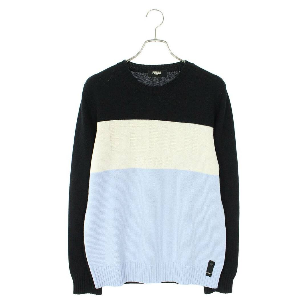 お気に入りの FENDI 48 メンズ フロントロゴバイカラーニット
