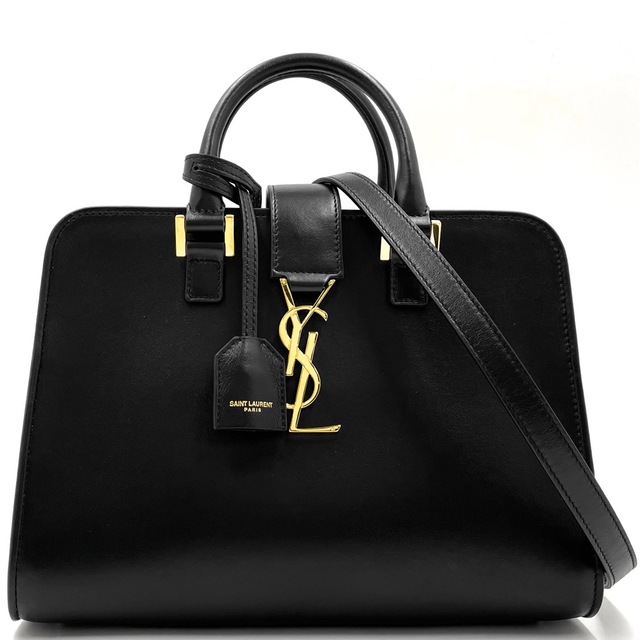 SAINT LAURENT PARIS サンローランパリ 2WAY ベイビーカバス モノグラム ショルダーバッグ ハンドバッグ YSLロゴ  鞄 かばん 472466  カーフレザー   ブラック 黒 ゴールド金具 レディース 美品【品】