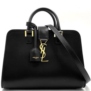 サンローラン(Saint Laurent)のSAINT LAURENT PARIS サンローランパリ 2WAY ベイビーカバス モノグラム ショルダーバッグ ハンドバッグ YSLロゴ  鞄 かばん 472466  カーフレザー   ブラック 黒 ゴールド金具 レディース 美品【中古品】(ショルダーバッグ)