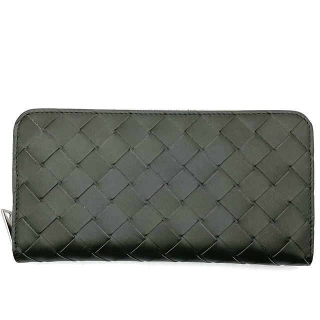 使い勝手の良い BOTTEGAVENETA Veneta Bottega ボッテガヴェネタ 美品【中古品】 メンズ シルバー金具 イエロー系 モス グリーン系 レザー 593217 ラウンドファスナー ジップアラウンドウォレット イントレチャート 長財布 長財布