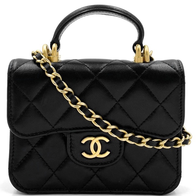 CHANEL シャネル ショルダーバッグ フラップコインパース ミニチェーンショルダー  マトラッセ ココ  ポシェット AP2200 ラムスキン    ブラック 黒 マットゴールド金具 レディース 人気 美品【品】