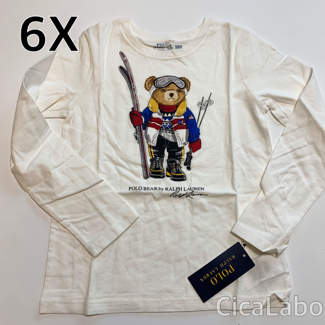 新品】ラルフローレン ポロベア Tシャツ ロンT スキー ホワイト 6X