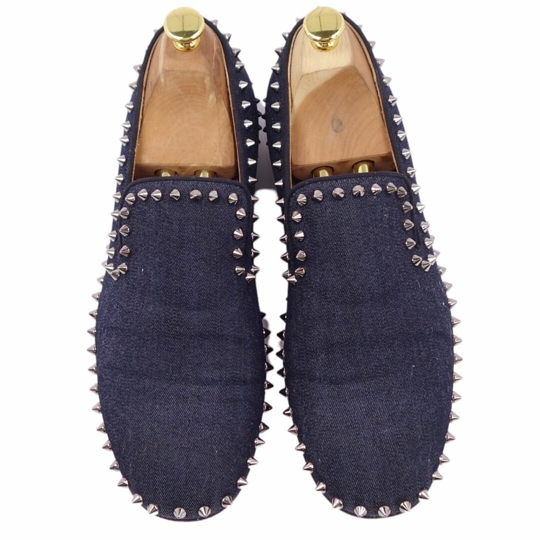 美品 クリスチャンルブタン Christian Louboutin ローファー スリッポン TASSILO FLAT スタッズ スパイク レザー シューズ メンズ 41(26cm相当) ブラック