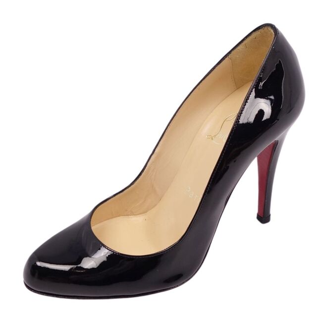 美品 クリスチャンルブタン Christian Louboutin パンプス エナメルレザー ヒール シューズ 靴 レディース イタリア製 36 1/2(23.5cm相当) ブラック約10cm幅