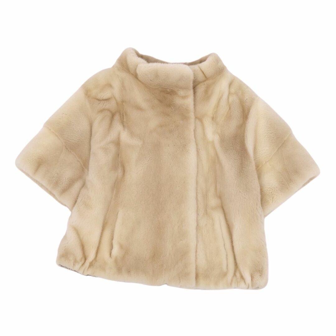 美品 ミンクファー MINK FUR コート パールミンク ショート丈 毛皮 五分袖 レディース アウター 42(M相当) オフホワイトなし