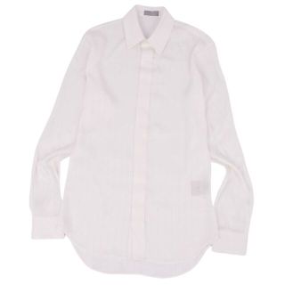 極美品 ディオールオム DIOR HOMME シャツ 20SS レーヨン シルク CDロゴ 長袖 ロングスリーブ トップス メンズ 37(S相当)  ホワイト