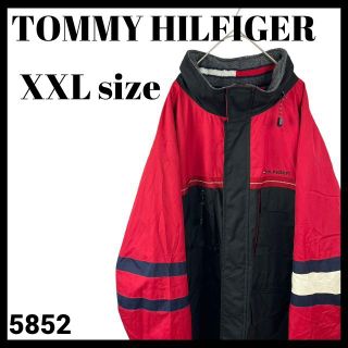 トミーヒルフィガー(TOMMY HILFIGER)のデザイン◎ トミーヒルフィガー マウンテンジャケット 赤 黒 XXL アウター(ブルゾン)