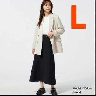 ジーユー(GU)のL ブラック フレアミディニットスカート　新品　ZARA H&M(ロングスカート)