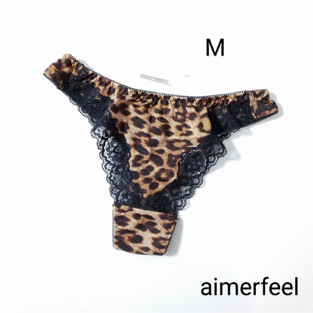 aimer feel(エメフィール)の【未使用】aimerfeel ヒョウ柄Tバックショーツ／ブラックレース レディースのファッション小物(ハンカチ)の商品写真