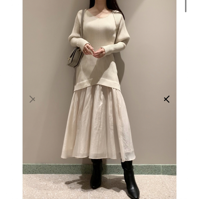 SNIDEL スナイデル オーガンスカートドッキングニットワンピース
