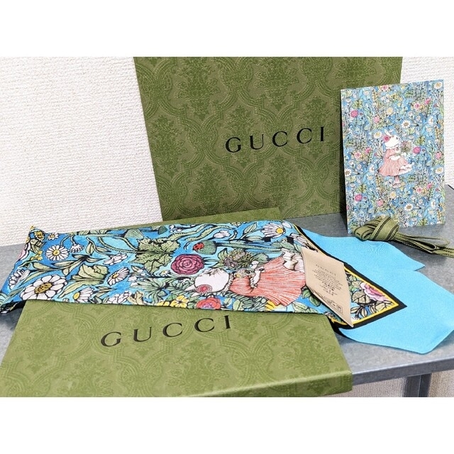 新品 希少 ヒグチユウコ GUCCI ボウタイ スカーフ シルク 猫 コラボ