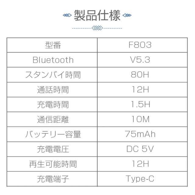 技適マーク取得済/骨伝導イヤホン/Bluetooth5.3/軽量/防水 スマホ/家電/カメラのオーディオ機器(ヘッドフォン/イヤフォン)の商品写真