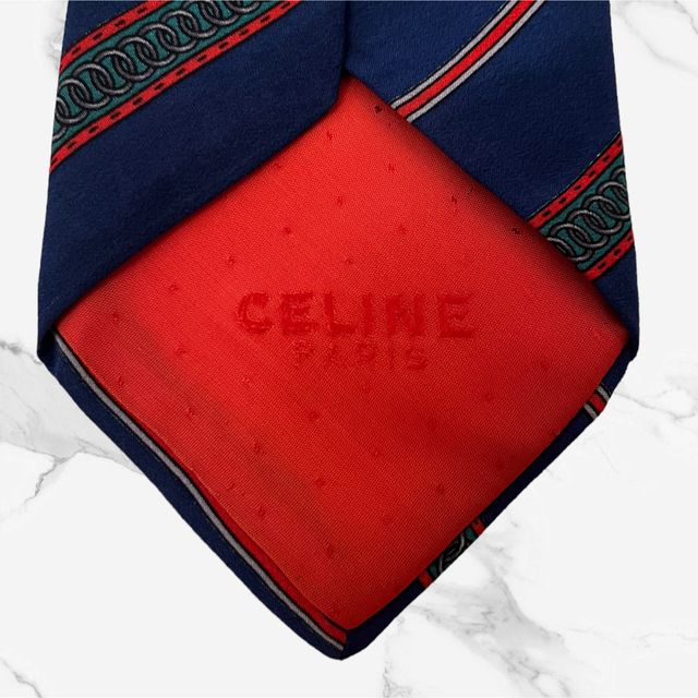 celine(セリーヌ)の【美品】CELINE ネクタイ トリオンフ ネイビー シルク100% メンズのファッション小物(ネクタイ)の商品写真