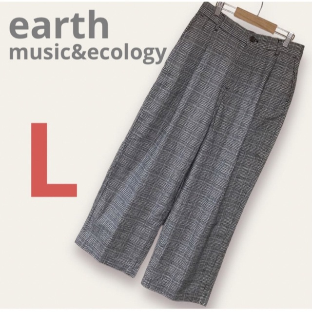 earth music & ecology(アースミュージックアンドエコロジー)のアース ミュージック＆エコロジー　コットン やわらか ワイドパンツ チェック　L レディースのパンツ(カジュアルパンツ)の商品写真