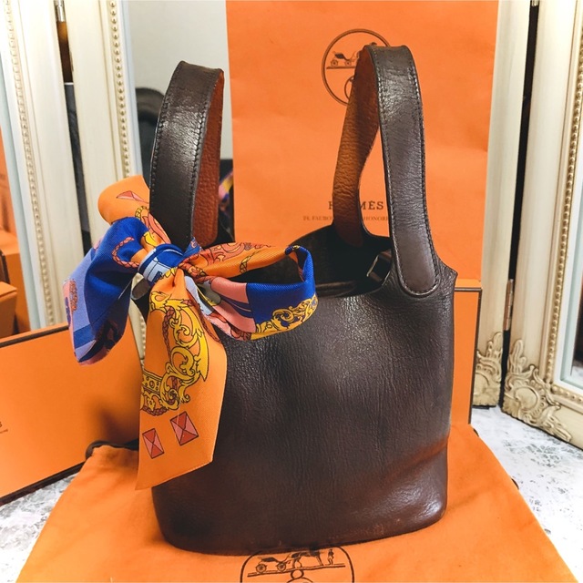 Hermes - 美品　正規品　エルメス　ピコタン　PM　ハンドバック　□H刻印　ツイリ　ブラウン