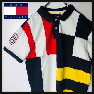 トミーヒルフィガー(TOMMY HILFIGER)のトミーヒルフィガー マルチカラー ポロシャツ 切り返し Lサイズ ゆるダボ(ポロシャツ)