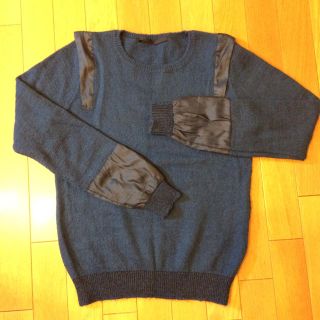 ザラ(ZARA)の【値下げ】NAVY.WO サテン切り替えニット(ニット/セーター)