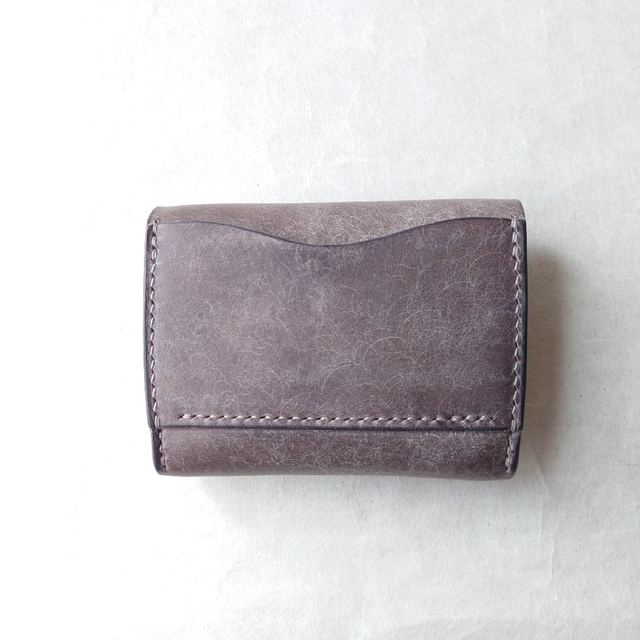 AGREY LETH　mini leather wallet / grey