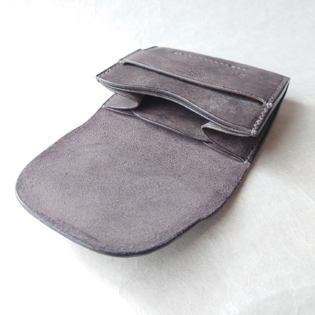 AGREY LETH　mini leather wallet / grey