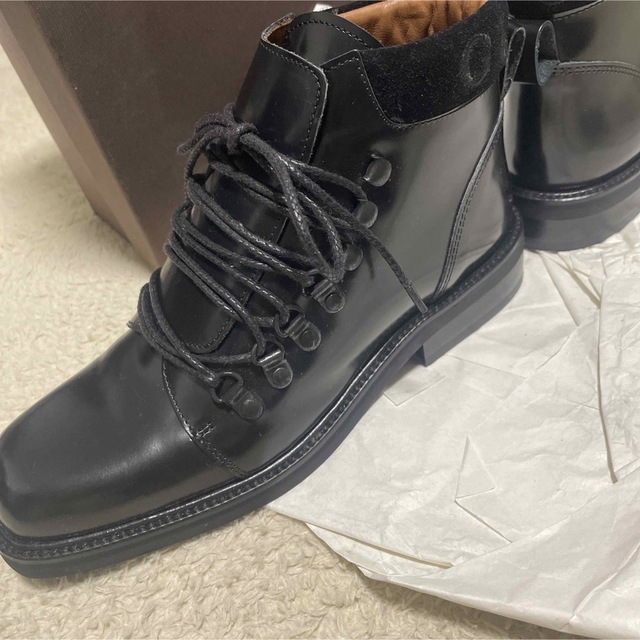美品】GUCCI☆ロゴ入りショートブーツ レースアップブーツ レザー