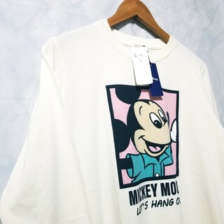 ディズニー(Disney)のディズニー  新品  ロンT  長袖  Mickey Mouse  白(Tシャツ(長袖/七分))