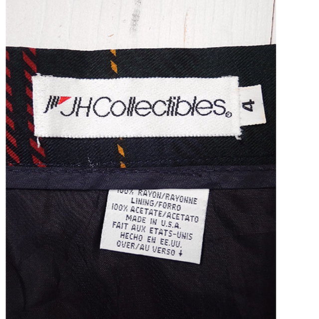 馬のチェックロングスカート　紺×赤 レディースのスカート(ロングスカート)の商品写真