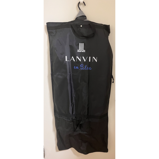 極美品 LANVIN en Bleu ウエストベルト付きノーカラーウールコート