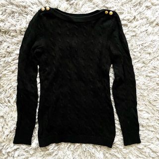 ラルフローレン(Ralph Lauren)の【美品】ローレン ラルフローレン 黒ニット　コットンニット(ニット/セーター)