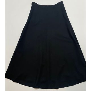 美品 ebure ウール フレア ロング ヘム スカート ブラック