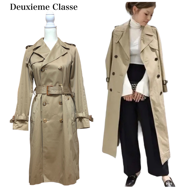 DEUXIEME CLASSE - 美品 ドゥーズィエムクラス ギャバ トレンチコート 裏地ストライプ ベルト付きの通販 by キーファー3