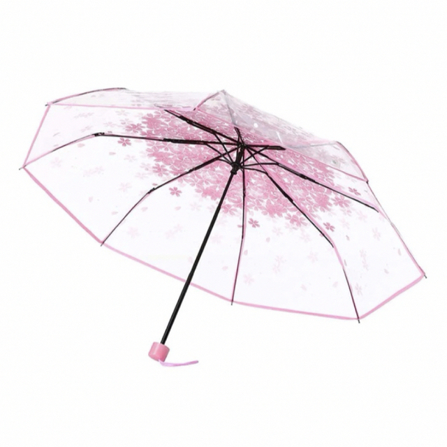 折りたたみ傘　桜　春　花柄　ピンク レディースのファッション小物(傘)の商品写真