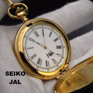 セイコー(SEIKO)のSEIKO JAL 懐中時計 ゴールド ローマン 保護シール付き(その他)